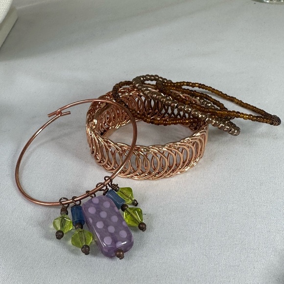 Large group of funky boho neutral tone bracelets - Picture 3 of 5